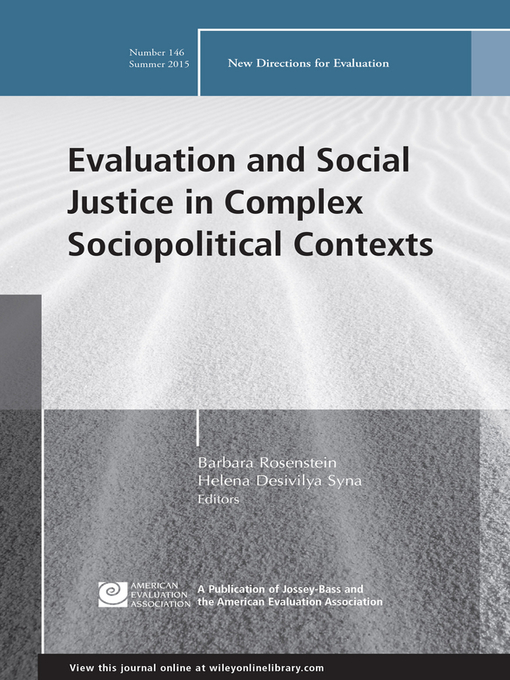 Cover image for Evaluation and Social Justice in Complex Sociopolitical Contexts